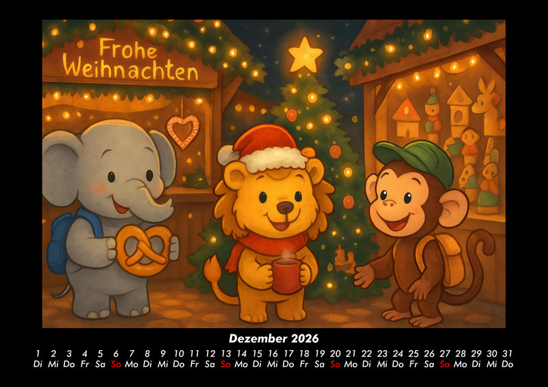 Raffi, Buschi & Milo - Drei Freunde auf Weltreise Fotokalender 2026 - 12