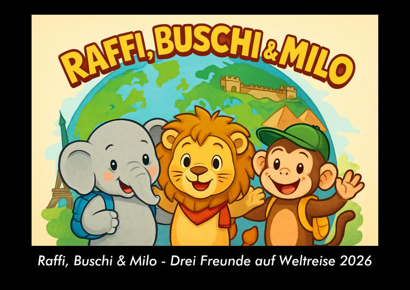 Raffi, Buschi & Milo - Drei Freunde auf Weltreise Fotokalender 2026 - Hauptbild