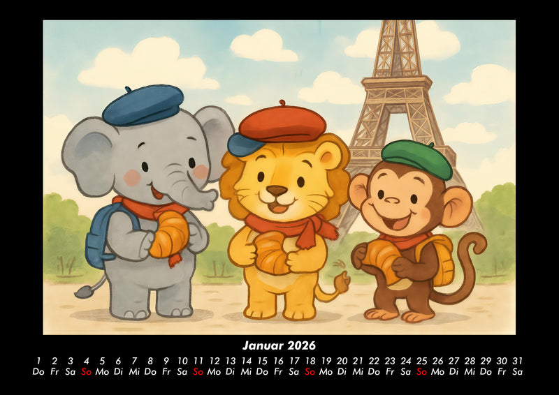 Raffi, Buschi & Milo - Drei Freunde auf Weltreise Fotokalender 2026 - 1