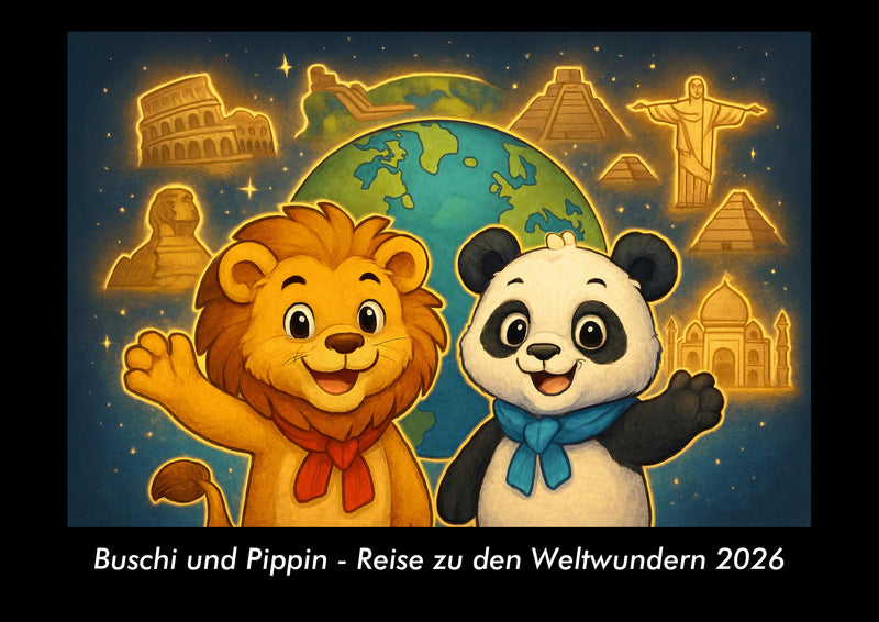 Buschi und Pippin - Reise zu den Weltwundern Fotokalender 2026 - Hauptbild