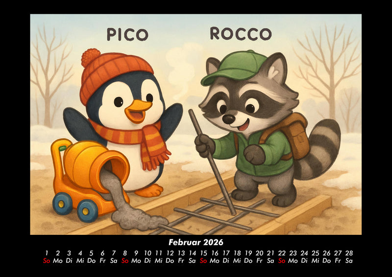 Pico & Rocco bauen ein Haus Fotokalender 2026 - 2