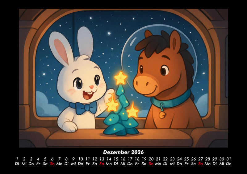 Bouncy & Huf - Im Weltraum Fotokalender 2026 - 12