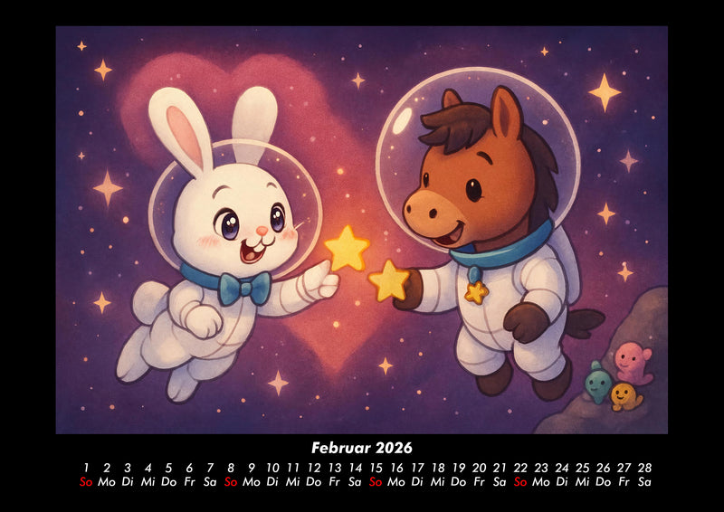Bouncy & Huf - Im Weltraum Fotokalender 2026 - 2