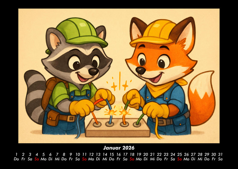 Rocco & Finn - Auf dem Weg zum Elektriker Fotokalender 2026 - 1